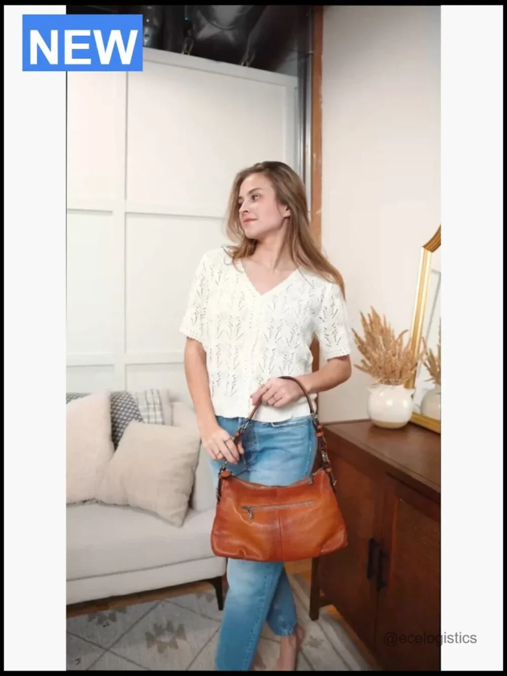 Genuine Leather Hobo Bag Shoulder Handbag Top Handle Purse